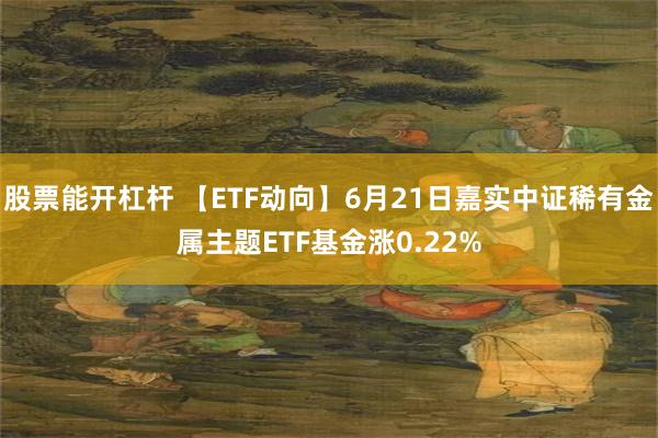 股票能开杠杆 【ETF动向】6月21日嘉实中证稀有金属主题ETF基金涨0.22%