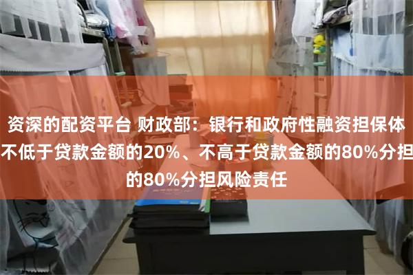 资深的配资平台 财政部：银行和政府性融资担保体系分别按不低于贷款金额的20%、不高于贷款金额的80%分担风险责任