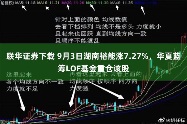 联华证券下载 9月3日湖南裕能涨7.27%，华夏蓝筹LOF基金重仓该股